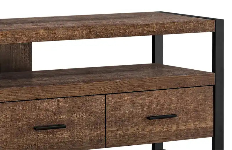 Meuble TV moderne de 152 cm avec rangement et gestion des câbles pour TV jusqu'à 65 pouces - Marron