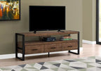 Meuble TV moderne de 152 cm avec rangement et gestion des câbles pour TV jusqu'à 65 pouces - Marron