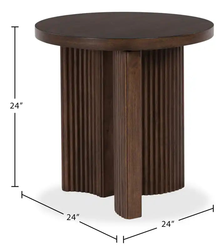 Table d'appoint en bois massif de style Mid-Century Modern - 24 po