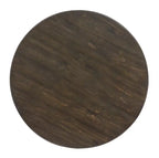 Table basse ronde traditionnelle 40 - Pin marron foncé avec base en bois à motifs de volutes