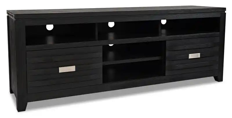 Meuble TV de 70 po avec rangement et gestion des câbles pour téléviseurs jusqu'à 80 po - Gris