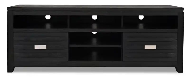 Meuble TV de 70 po avec rangement et gestion des câbles pour téléviseurs jusqu'à 80 po - Gris