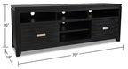 Meuble TV de 70 po avec rangement et gestion des câbles pour téléviseurs jusqu'à 80 po - Gris