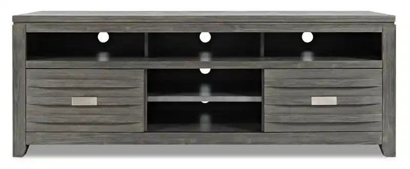 Meuble TV de 70 po avec rangement et gestion des câbles pour téléviseurs jusqu'à 80 po - Gris