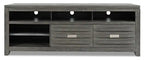 Meuble TV de 70 po avec rangement et gestion des câbles pour téléviseurs jusqu'à 80 po - Gris