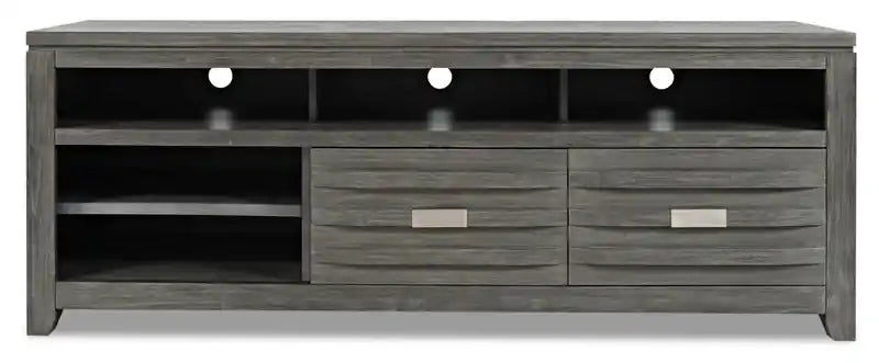 Meuble TV de 70 po avec rangement et gestion des câbles pour téléviseurs jusqu'à 80 po - Gris