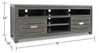 Meuble TV de 70 po avec rangement et gestion des câbles pour téléviseurs jusqu'à 80 po - Gris