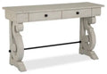 Bronwyn 50 Traditional Sofa Table with Storage - Alabaster Pine with Scroll Design Wood Base