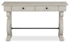 Console de canapé traditionnelle 50 po avec rangement – Pin albâtre avec base en bois à volutes
