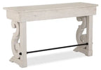 Console de canapé traditionnelle 50 po avec rangement – Pin albâtre avec base en bois à volutes
