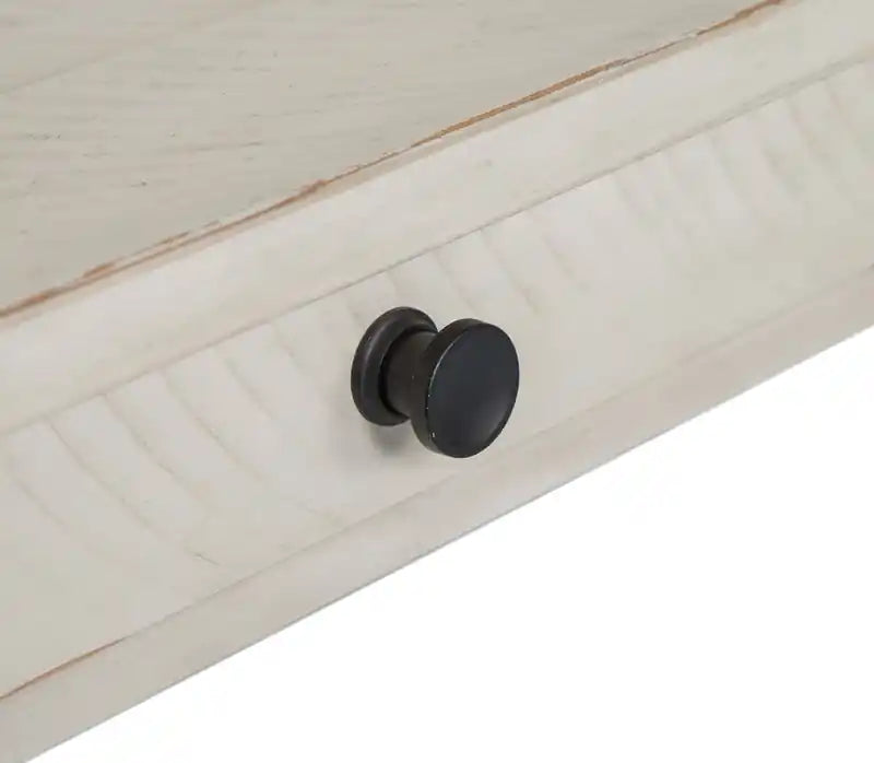 Console de canapé traditionnelle 50 po avec rangement – Pin albâtre avec base en bois à volutes