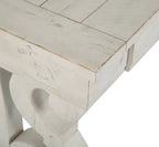 Console de canapé traditionnelle 50 po avec rangement – Pin albâtre avec base en bois à volutes
