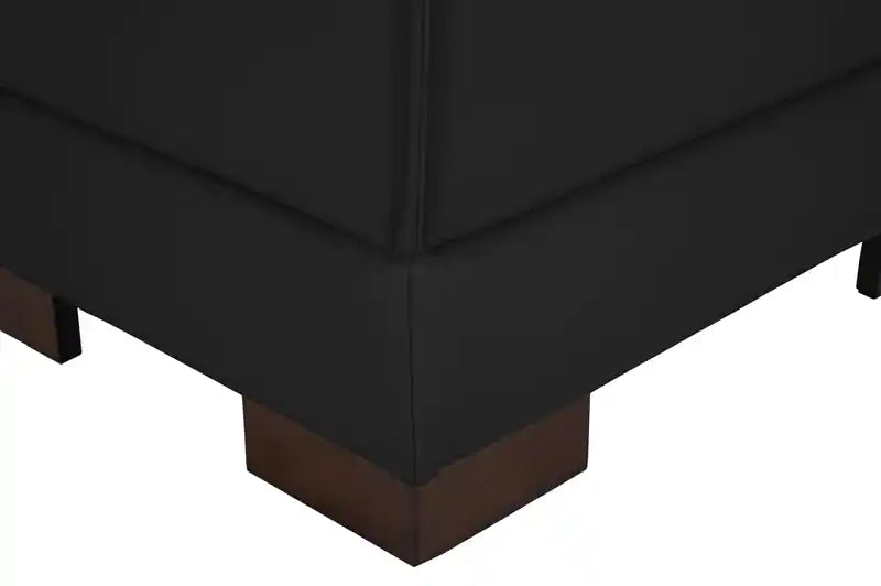 Ottoman en cuir véritable pleine fleur 28 po avec pieds en bois - Blanc givré