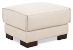 Citadel 28 Top-Grain Genuine Leather Ottoman with Wood Legs - Frost White