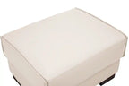 Ottoman en cuir véritable pleine fleur 28 po avec pieds en bois - Blanc givré
