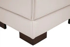 Ottoman en cuir véritable pleine fleur 28 po avec pieds en bois - Blanc givré