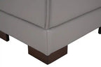Ottoman en cuir véritable pleine fleur 28 po avec pieds en bois - Blanc givré