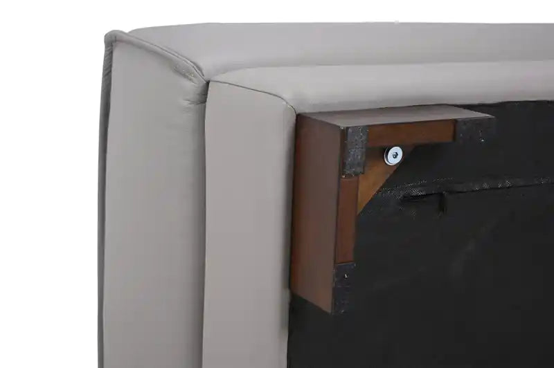 Ottoman en cuir véritable pleine fleur 28 po avec pieds en bois - Blanc givré