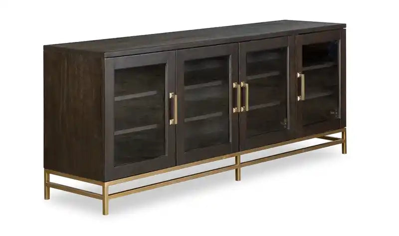 Cresset 70 Modern Solid Wood TV Stand with Storage and Cable Management for TVs up to 75 - Coffee