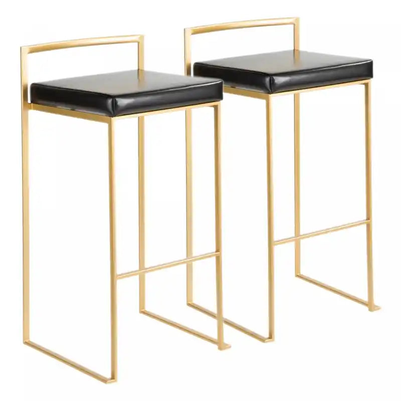 LumiSource Fuji Black Faux Leather Contemporary Barstool