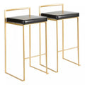 LumiSource Fuji Black Faux Leather Contemporary Barstool