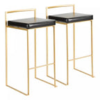 LumiSource Fuji Black Faux Leather Contemporary Barstool