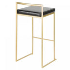 Tabouret de bar contemporain en similicuir noir