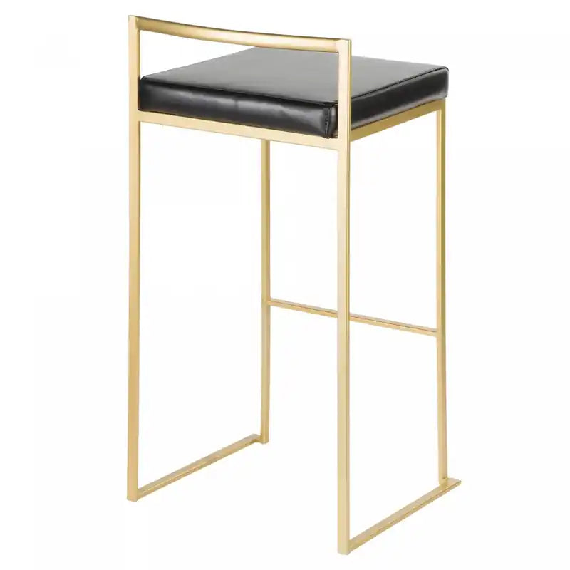 Tabouret de bar contemporain en similicuir noir