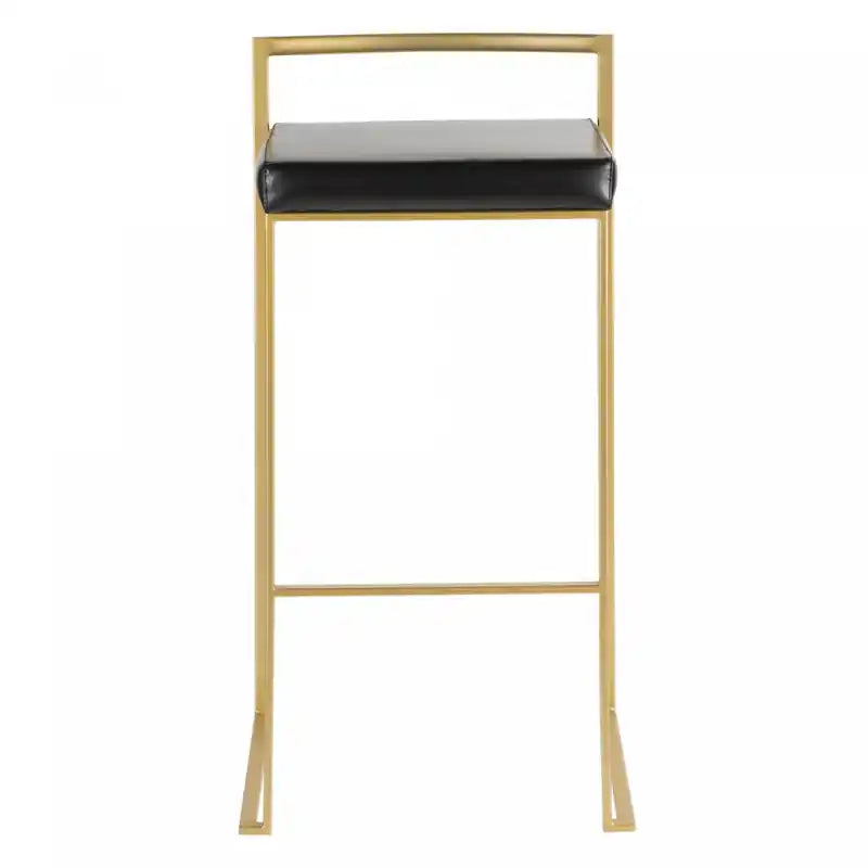 Tabouret de bar contemporain en similicuir noir