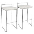 LumiSource Fuji White Faux Leather Contemporary Stackable Barstool