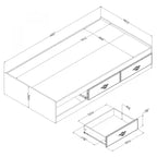 Lit Plateforme avec Rangement et 3 Tiroirs - Myrtille
