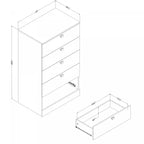 Commode 5 tiroirs - Blanc Pur