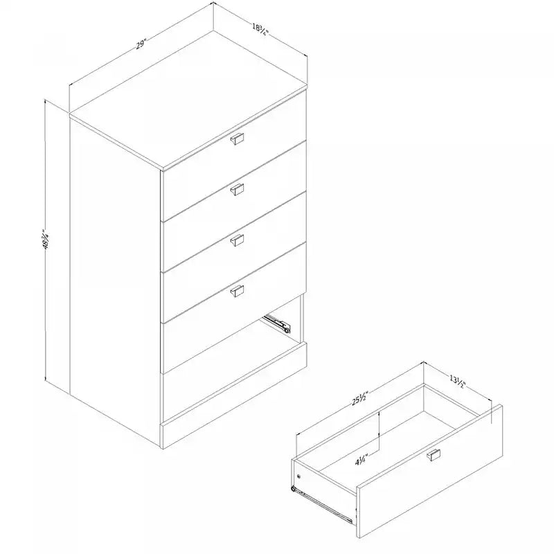 Commode 5 tiroirs - Blanc Pur