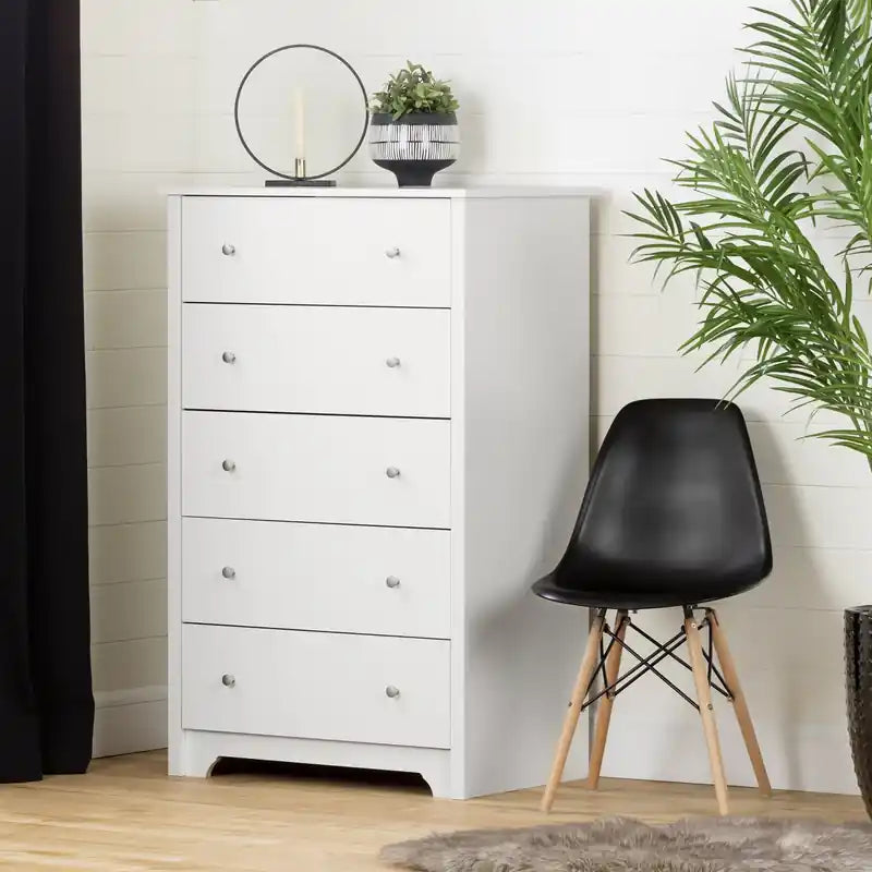 Commode 5 tiroirs - Blanc Pur