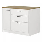 Myro Kitchen Island With Door And Drawers - White And Maple Nutmeg
