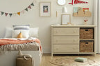 Commode 3 tiroirs avec paniers de rangement - Chêne blanchi