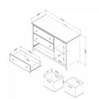 Commode 3 tiroirs avec paniers de rangement - Chêne blanchi