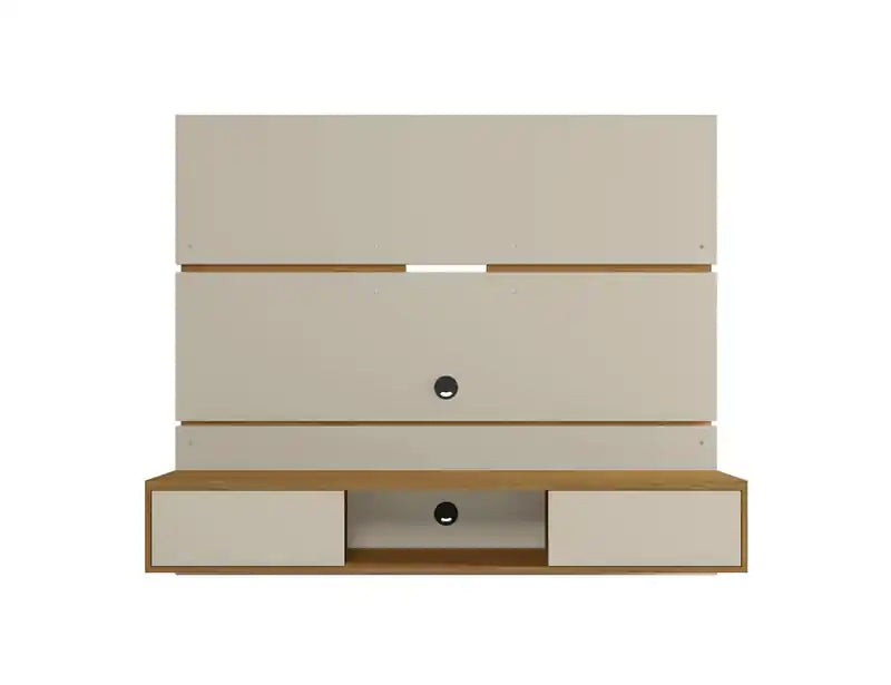 62.99 Meuble TV mural flottant – Blanc cassé et Cannelle