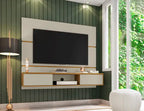 62.99 Meuble TV mural flottant – Blanc cassé et Cannelle