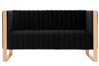 Manhattan Comfort Trillium 57.48 Velvet Loveseat - Black & Gold