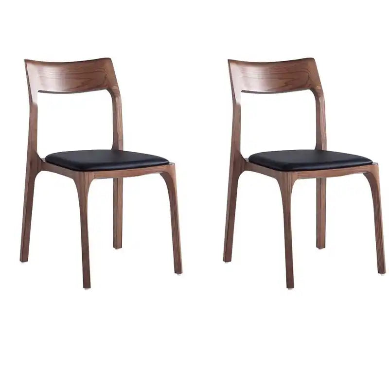 Manhattan Comfort Set of 2 Modern Moderno Stackable Dining Chairs Upholstered Leatherette with Solid