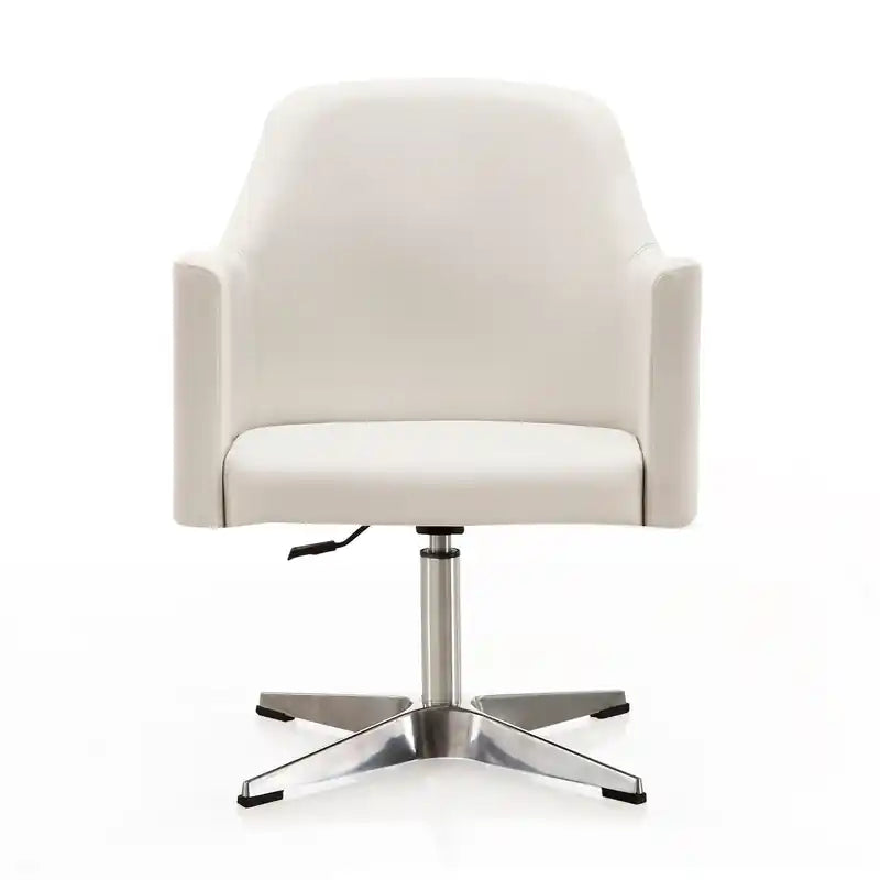 Chaise d'appoint pivotante en similicuir chromé poli, réglable en hauteur