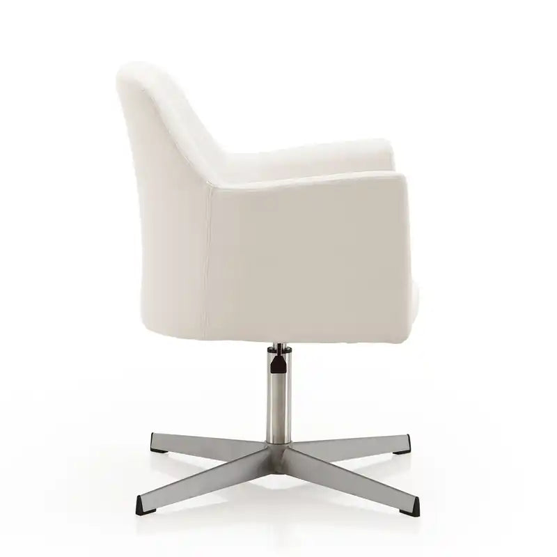 Chaise d'appoint pivotante en similicuir chromé poli, réglable en hauteur