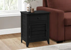 Table d'appoint de chevet avec tiroir de rangement et placage noir de style transitionnel pour chambre à coucher