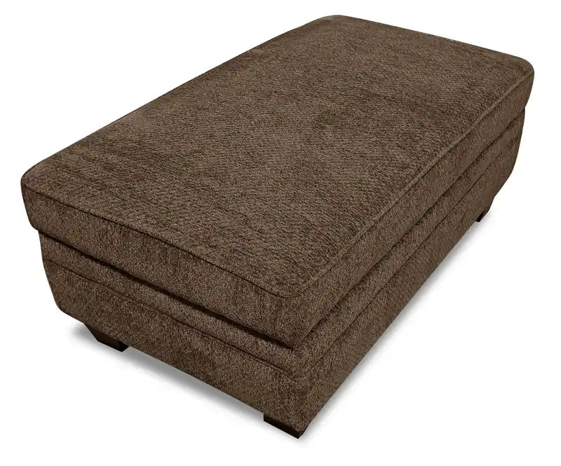 Made in Canada Febe 26 Chenille Fabric Storage Ottoman with Wood Legs
