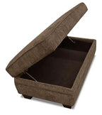 Poufs de rangement en tissu chenille avec pieds en bois - 66 cm