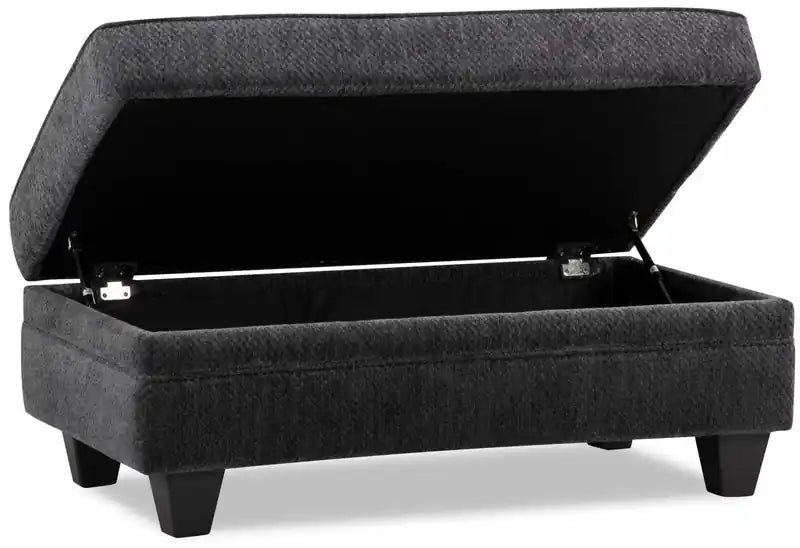 Poufs de rangement en tissu chenille avec pieds en bois - 66 cm