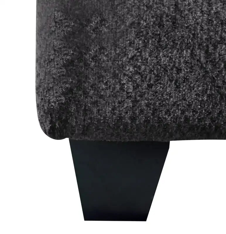 Poufs de rangement en tissu chenille avec pieds en bois - 66 cm