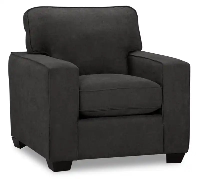 Fauteuil en tissu chenille 36.5 avec accoudoirs droits – Marron Moka