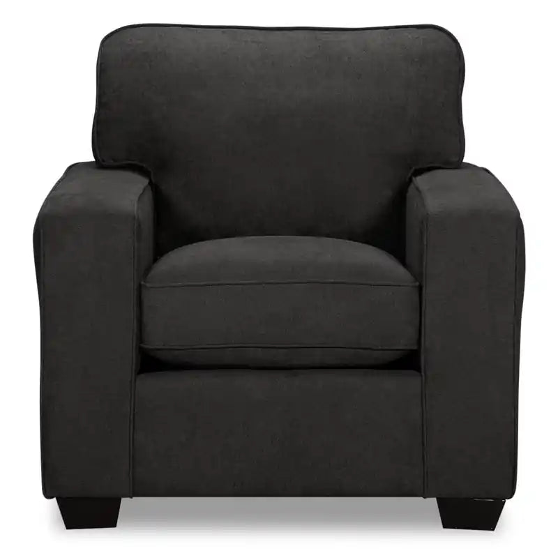 Fauteuil en tissu chenille 36.5 avec accoudoirs droits – Marron Moka